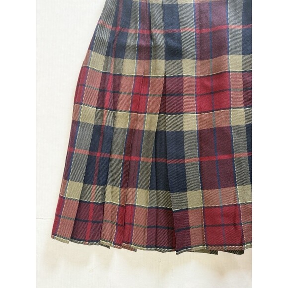 VTG. Talbots Wool Wrap Skirt Size 10 Red Plaid Kilt Pleated Preppy Old Money - Picture 5 of 13